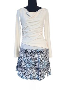 HIND ~ Blue White and Gray Patterned Tennis Skirt/Skort w/Built-In Shorts